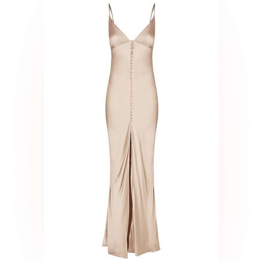 Shona Joy la lune bias slip dress gold